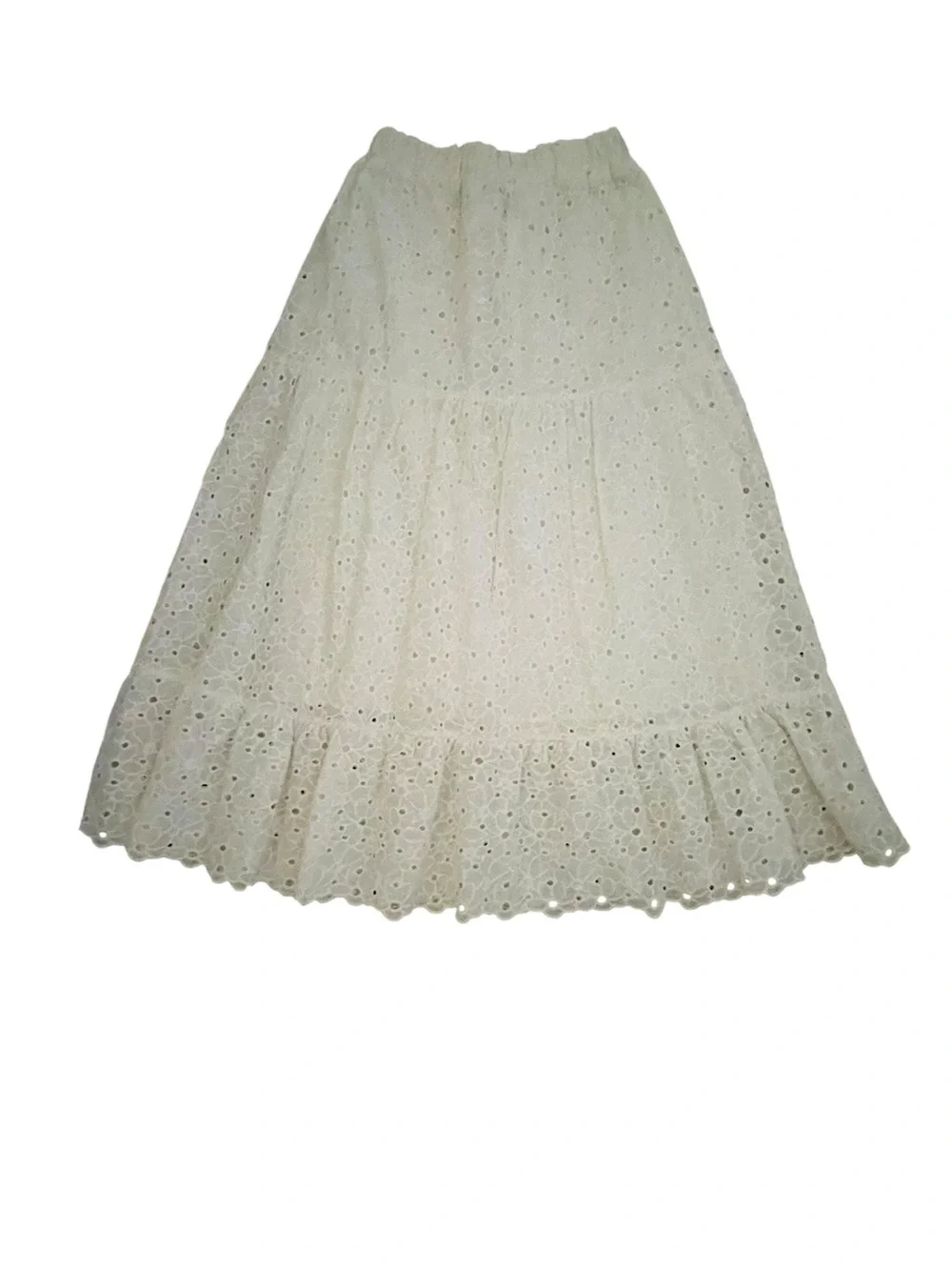 Zara White Eyelet Tiered Maxi Skirt - Picture 2 of 7